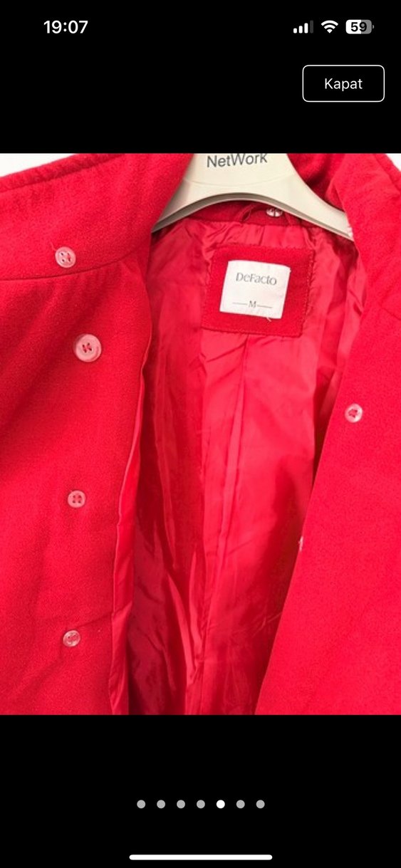 Çift Düğmeli Kırmızı Kaban - Görsel 5