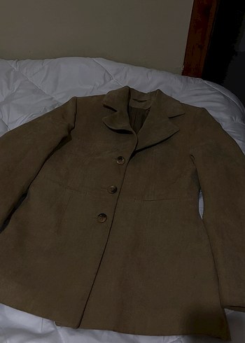 Düğmeli Kahverengi Süet Kadın Midi Ceket - Görsel 3