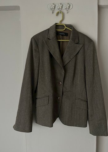 Düğmeli kahve Keten Kadın Blazer Ceket - Görsel 2