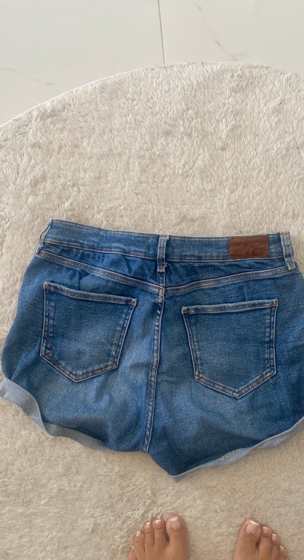 Kadın Mavi Kot Mini Şort - Görsel 2