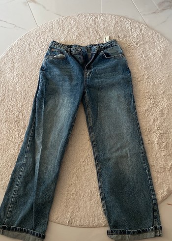 Gri Mavi Loose Fit Kadın Midi Kot Pantolon