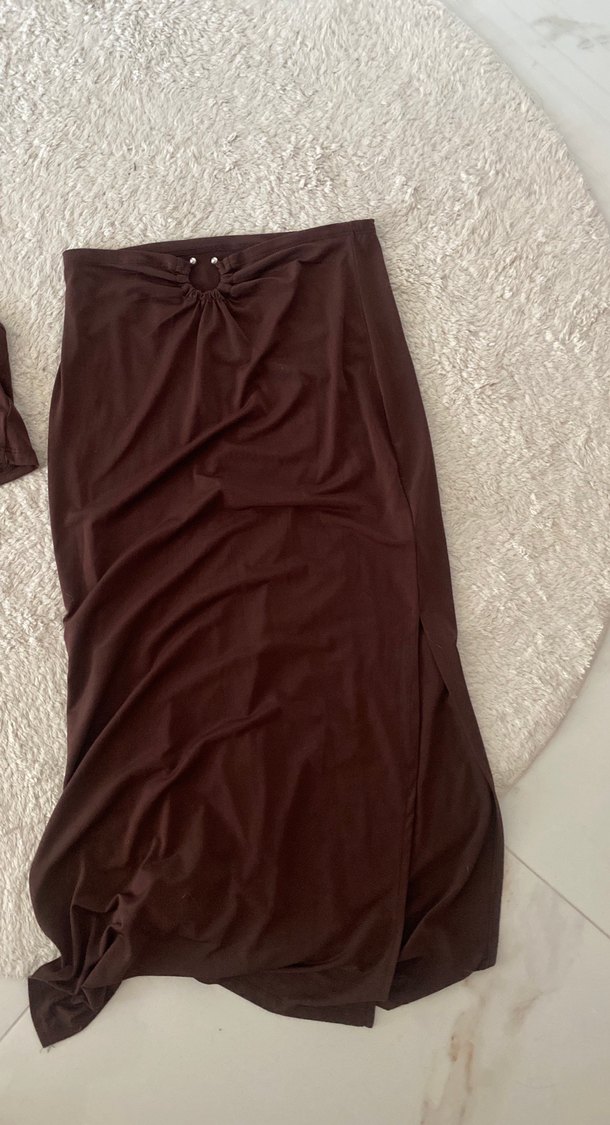 Kahverengi Süet Halter Yaka Kadın Yelek - Görsel 2