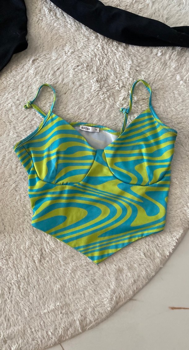 Renkli Tie-Dye V Yaka Askılı Bustiyer - Görsel 2