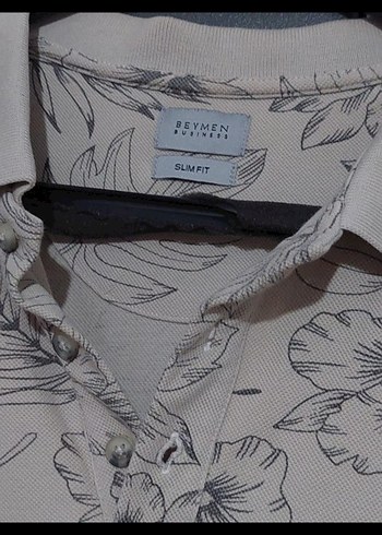 Beymen Busıness - Bej Çiçek Desenli Kısa Kollu Polo Tişört - Görsel 3
