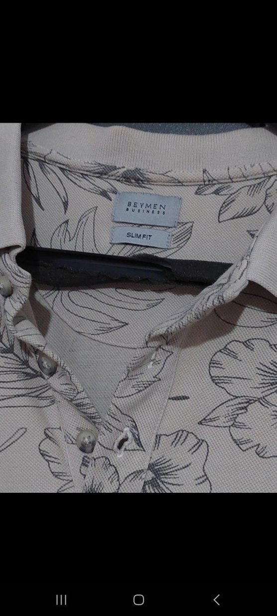 Beymen Busıness - Bej Çiçek Desenli Kısa Kollu Polo Tişört - Görsel 3