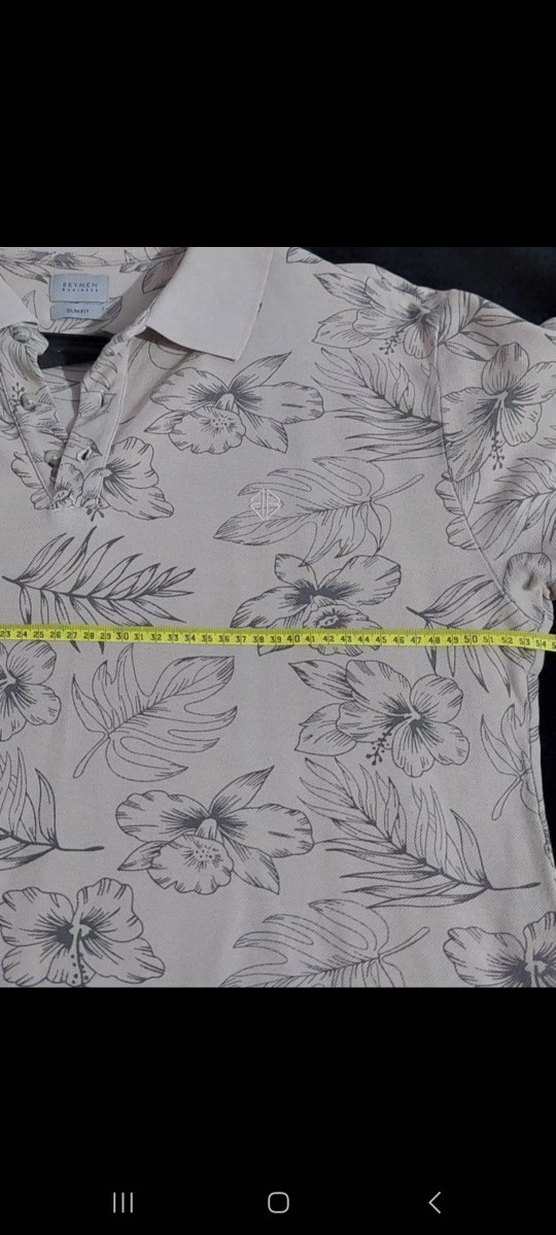 Beymen Busıness - Bej Çiçek Desenli Kısa Kollu Polo Tişört - Görsel 5