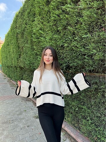 Zara Çizgi desenli kazak