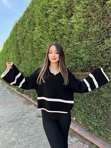 Zara Çizgi desenli kazak