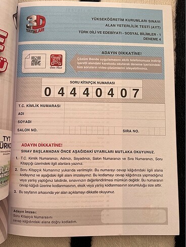 Beden Renk AYT EDEBİYAT SOSYAL 3D DENEMESİ