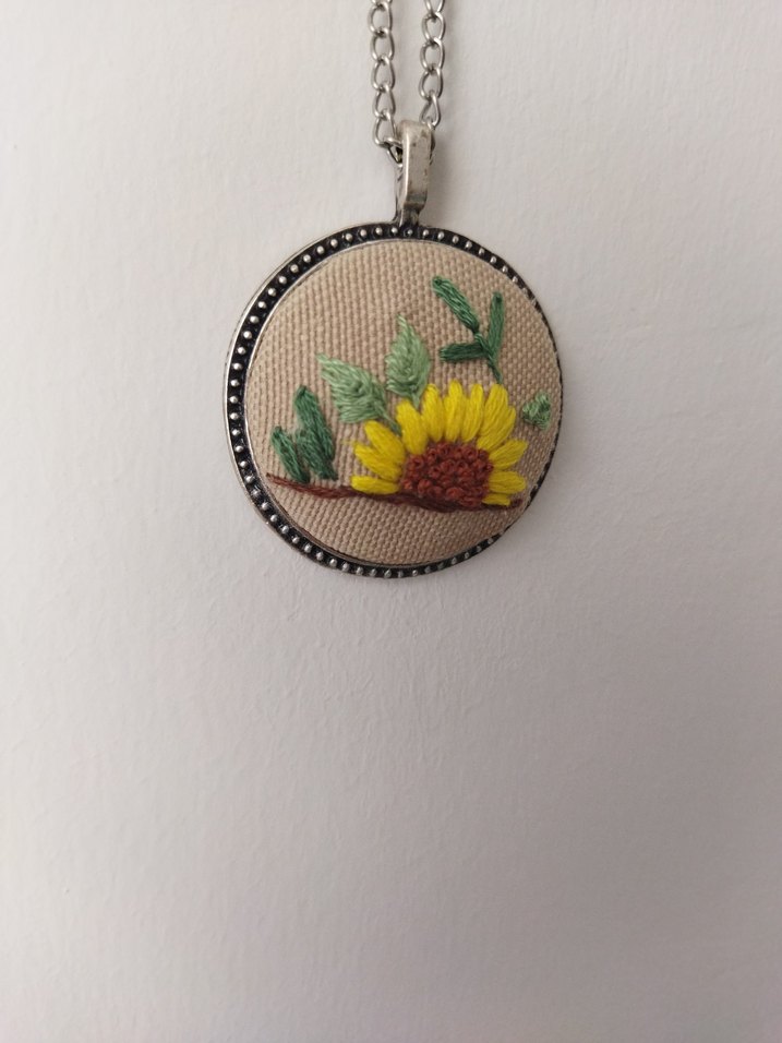 Uzun Sarı Nakışlı Boncuklu Bohem Kolye - Görsel 3