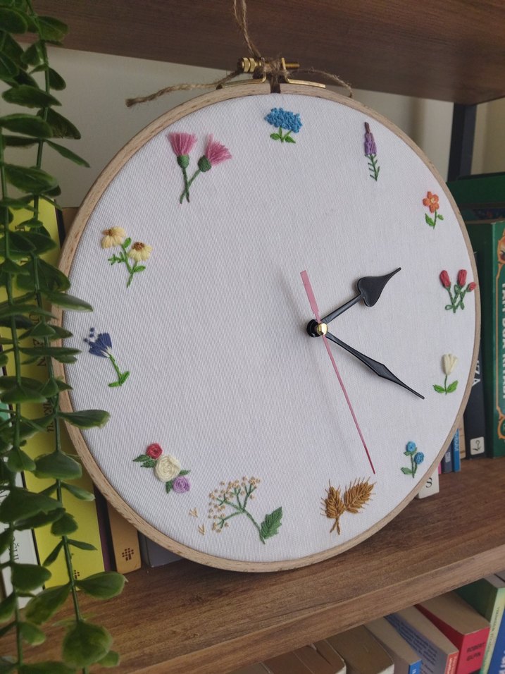 Nakışlı Çiçek Desenli Duvar Saati - Görsel 2