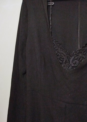 Uzun Kollu Siyah V Yakalı Gotik Elbise - Görsel 4