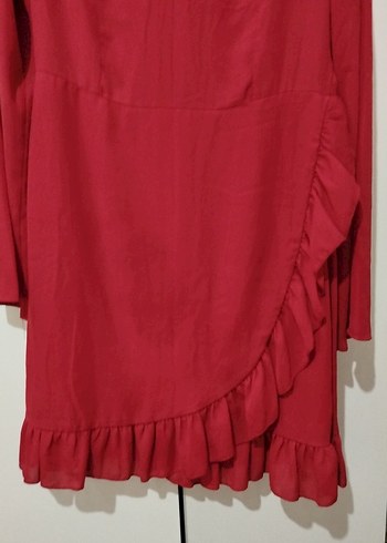 Bordo Uzun Kollu Midi Elbise - Görsel 2