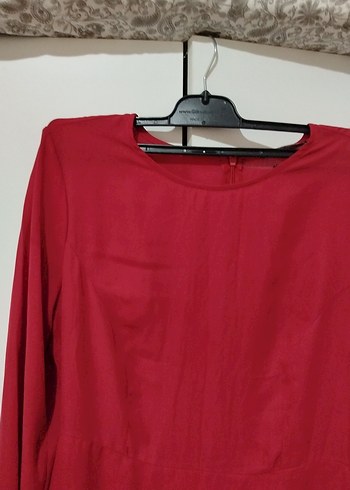 Bordo Uzun Kollu Midi Elbise - Görsel 3