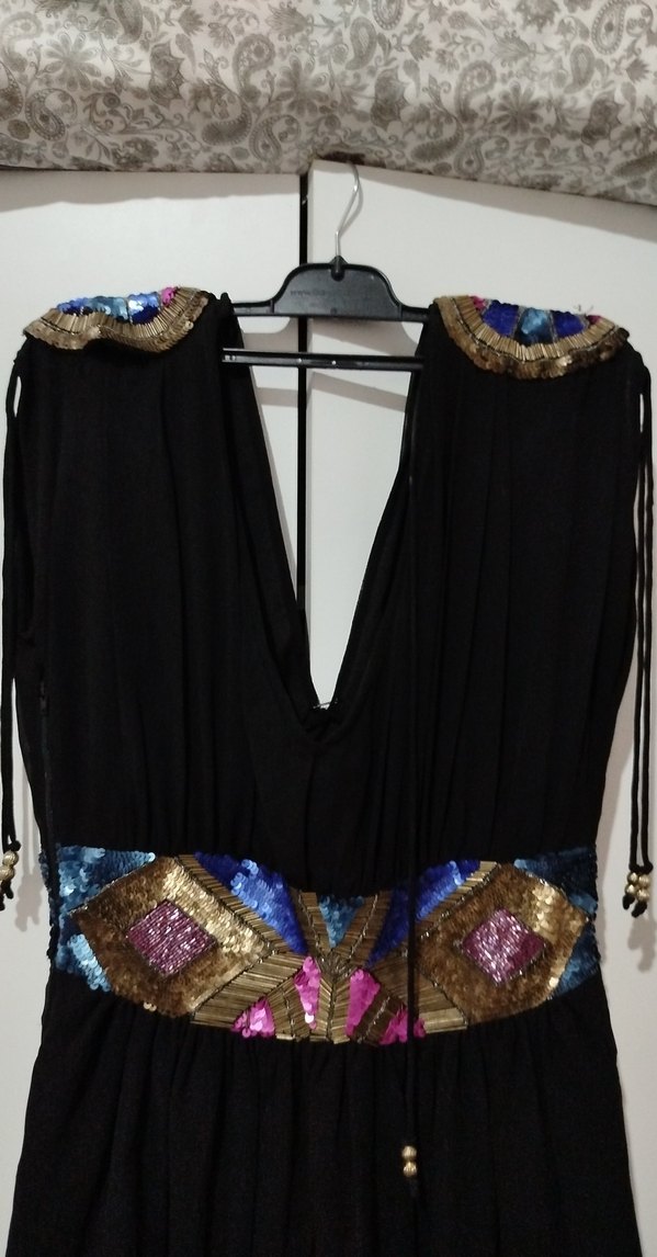 Nakışlı Siyah Bohem kısa Abiye Elbise - Görsel 2