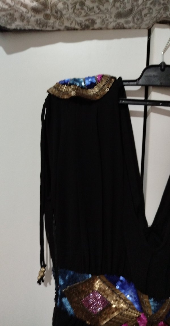 Nakışlı Siyah Bohem kısa Abiye Elbise - Görsel 3