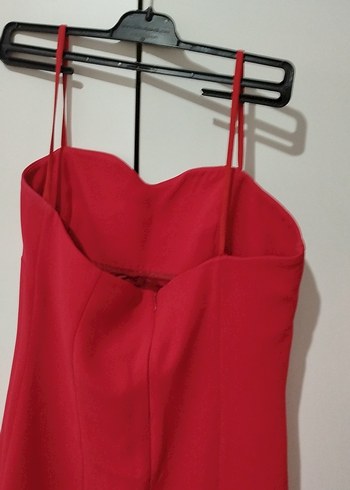 Kırmızı Straplez Midi Elbise - Görsel 4