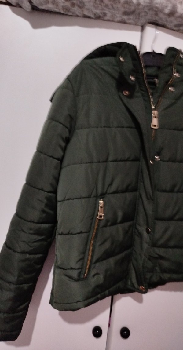 Kadın Yeşil Fermuarlı Midi Kışlık Mont - Görsel 3