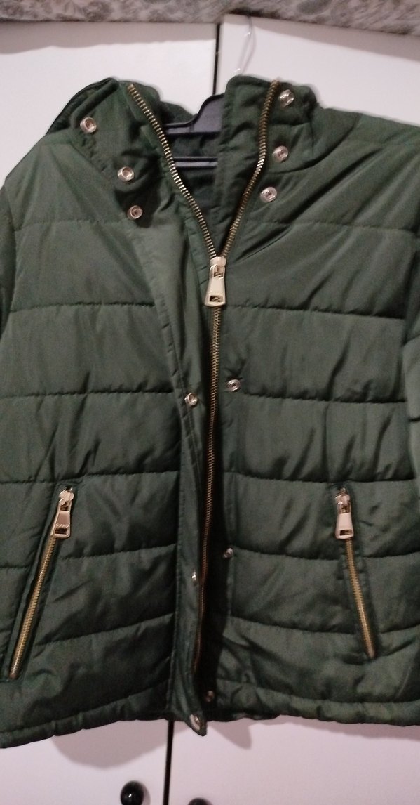 Kadın Yeşil Fermuarlı Midi Kışlık Mont - Görsel 4