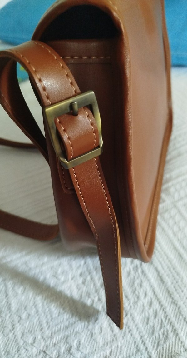 Klasik Tokalı kremit rengi Deri Kadın Çapraz Çanta - Görsel 3