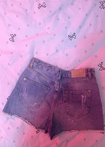 Renkli Bağcıklı Mini Kot Şort - Görsel 2