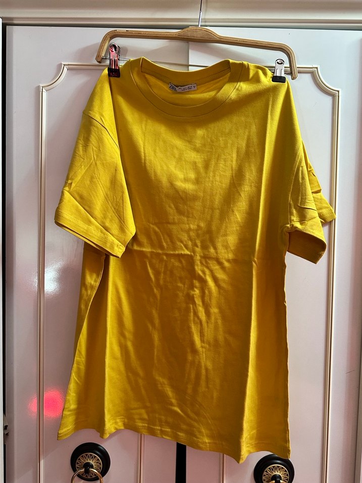 Sarı Oversize Erkek Tişört - Görsel 3