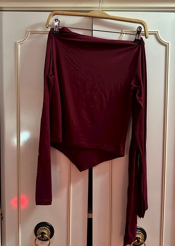 Bordo Mini Deri Elbise, Uzun Kollu, Yüksek Yaka - Görsel 4