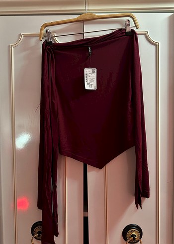 Bordo Mini Deri Elbise, Uzun Kollu, Yüksek Yaka - Görsel 3