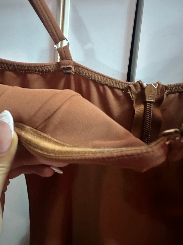 Kahverengi Straplez Mini Elbise - Görsel 4