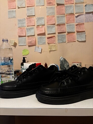 Siyah Kırk Numara Erkek Deri Sneaker