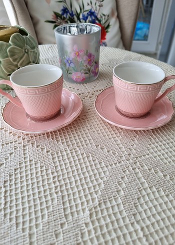 Madame Coco Pastel Pembe 2'li Fincan Seti