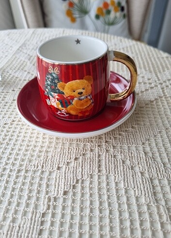 Lc Waikiki Home LCW Ayı Teddy Baskılı Yılbaşı Türk Kahvesi fincanı