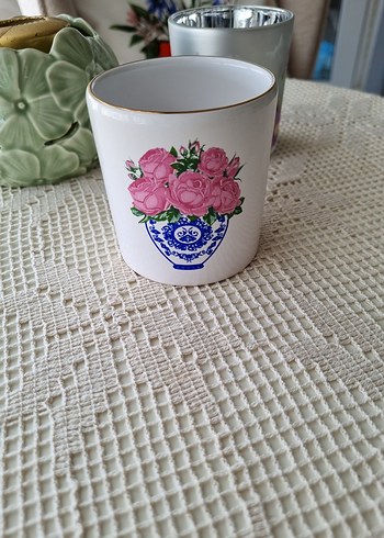 Vivas pembe Gül desenli double kahve,nescafe,çay kupası