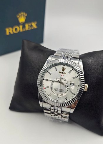 Rolex Modern Klasik Erkek Kol Saati Gri Beyaz