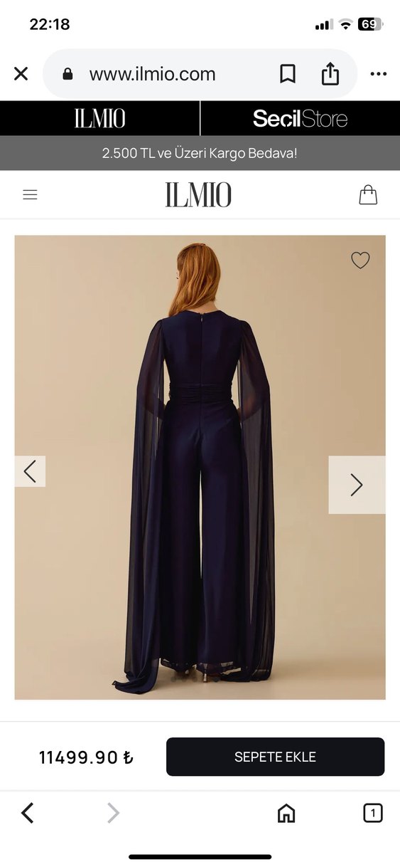 Ilmio Nakışlı Lacivert Uzun Abiye Tulum - Görsel 4