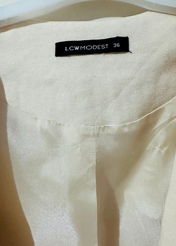 Bej Keten Düğmeli Kolsuz Midi Yelek - Görsel 2