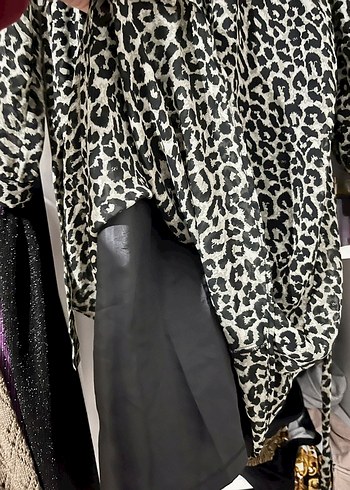 Uzun leopar Desenli Kadın Elbise - Görsel 4