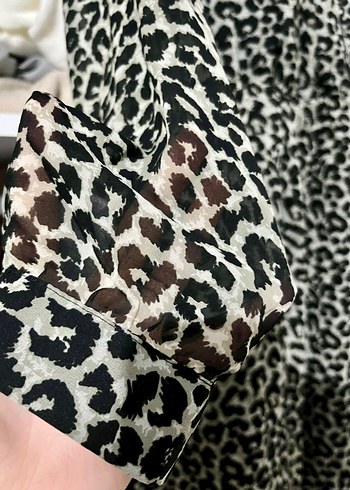 Uzun leopar Desenli Kadın Elbise - Görsel 2