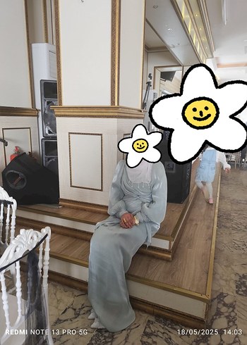Abiye buz mavisi Janjan kumaş kol detayları bağlamalı