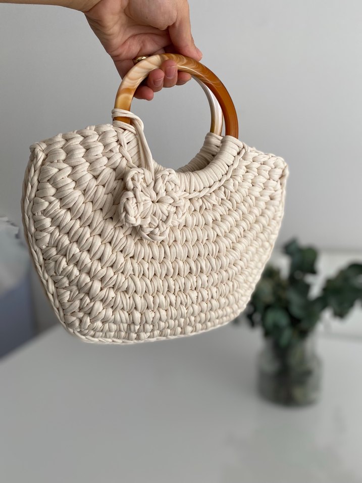 Beyaz Örgü Bohem Kadın Çanta - Görsel 3