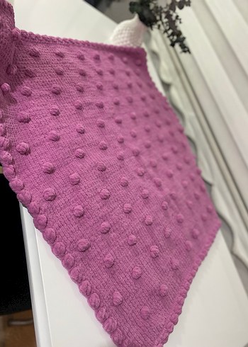 Pastel Mor Örgü Bebek Battaniyesi - Görsel 2