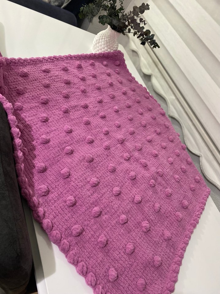 Pastel Mor Örgü Bebek Battaniyesi - Görsel 3