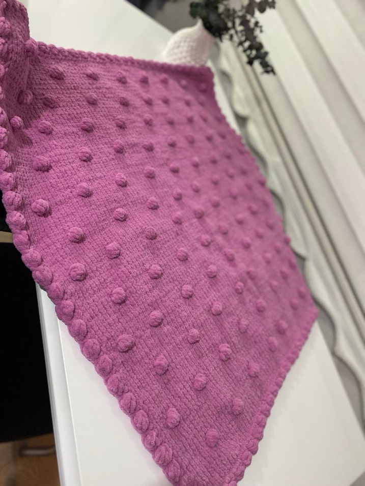 Pastel Mor Örgü Bebek Battaniyesi - Görsel 2