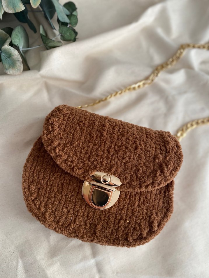 Örgü Kahverengi Kadın Çanta - Görsel 4