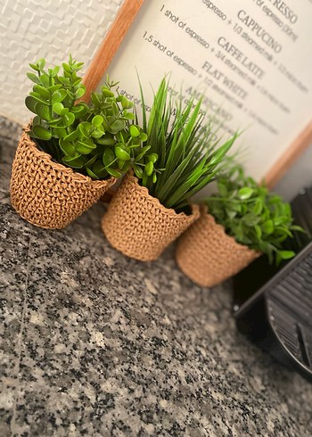 Örgü Sepetli Yeşil Yapay Bitkiler - Görsel 2