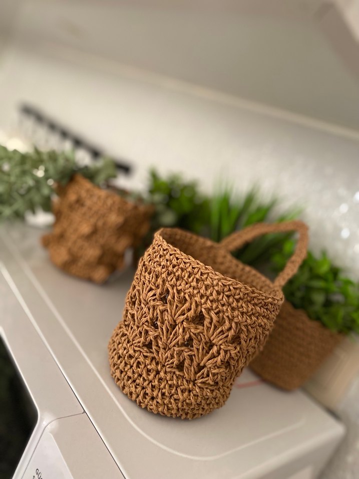 Bohem dekoratif Örgü sepet - Görsel 3
