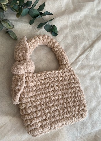 Bej Örgü Kadın Çanta peluş - Görsel 3