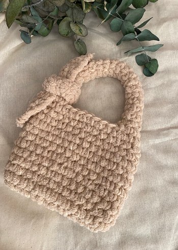 Bej Örgü Kadın Çanta peluş - Görsel 2