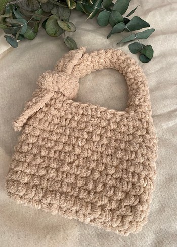 Bej Örgü Kadın Çanta peluş - Görsel 4