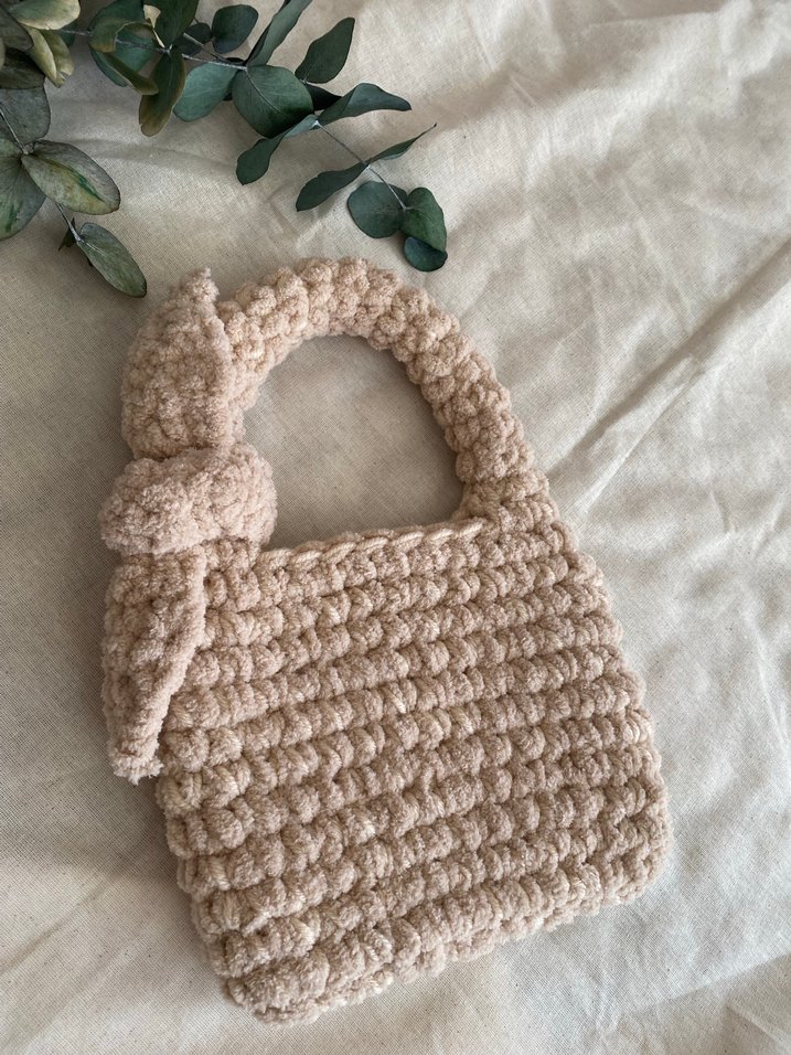 Bej Örgü Kadın Çanta peluş - Görsel 3